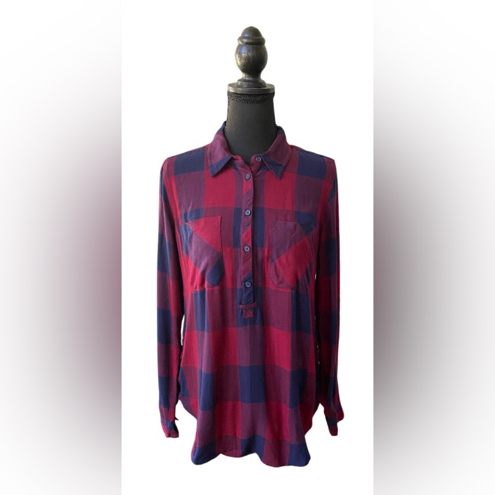 Lucky Brand: Maroon, Purple, Blue Flannel Button Down Shirt